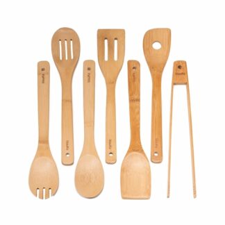 Bamboo Kitchen Utensils Set (7-Pack) – Eco-Friendly Wooden Spoons