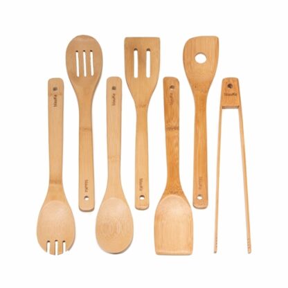 Bamboo Kitchen Utensils Set (7-Pack) – Eco-Friendly Wooden Spoons