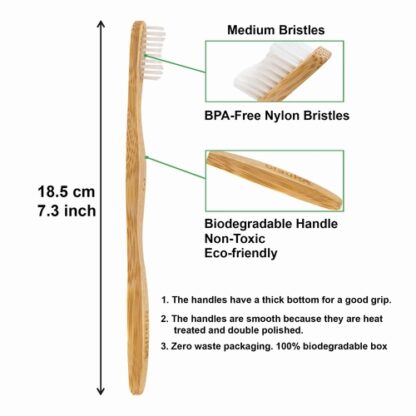 Bamboo Toothbrush Set 5-Pack - Bamboo Toothbrushes Medium Bristles - Image 10