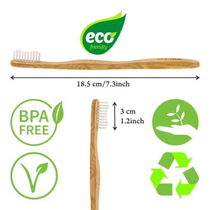 Bamboo Toothbrush Set 5-Pack - Bamboo Toothbrushes Medium Bristles - Image 3